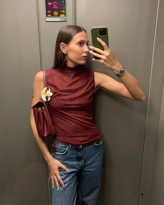 EBE MESH TOP - Burgundy