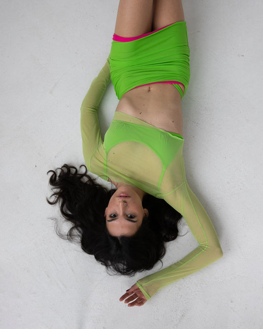 DEVA SKIRT - FUCHSIA & ACID GREEN