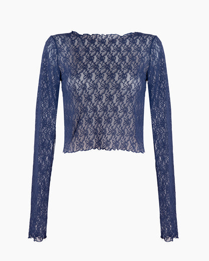 AURA LACE TOP - Midnight Blue