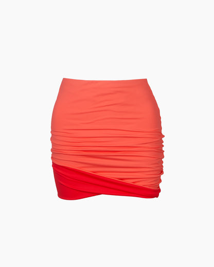 DEVA SKIRT - CORAL RED & LIVING CORAL