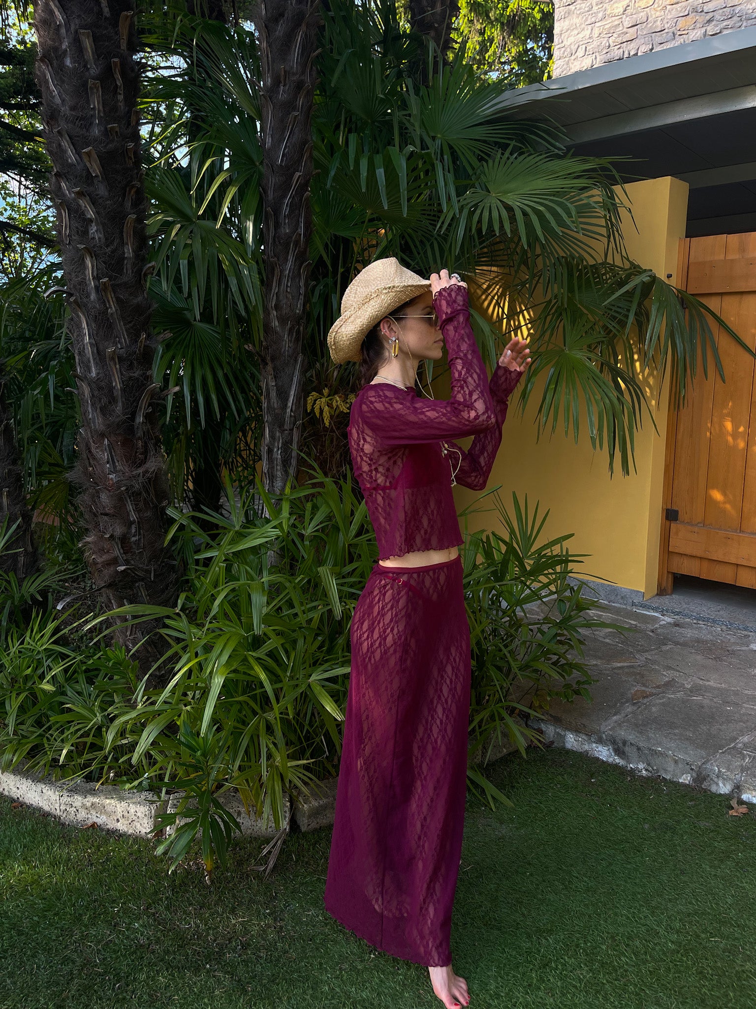 AURA LACE SKIRT - Modica/Bordeaux