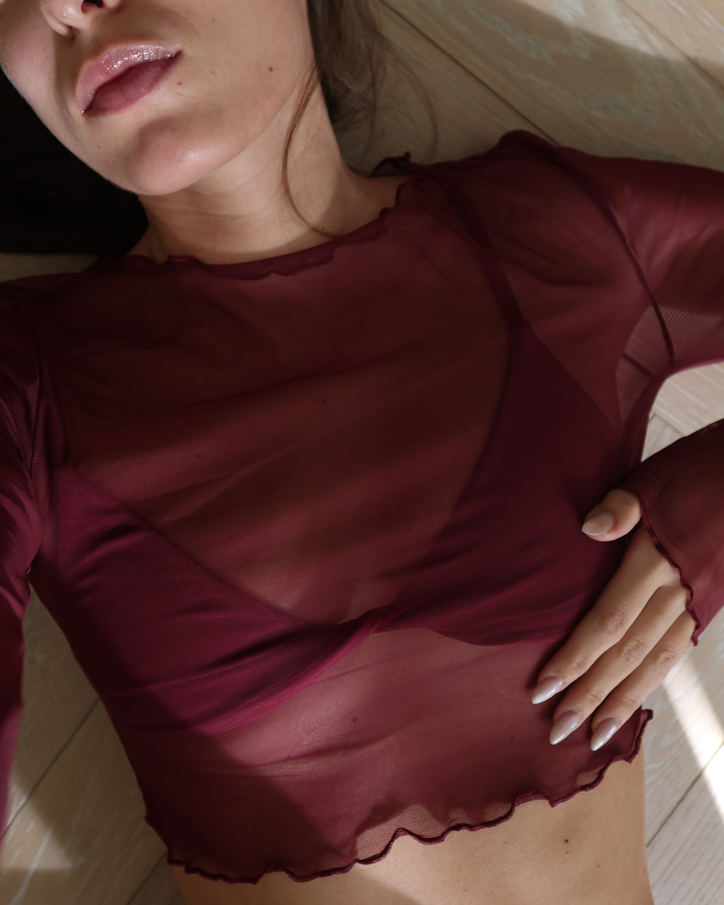 METI MESH TOP - Burgundy