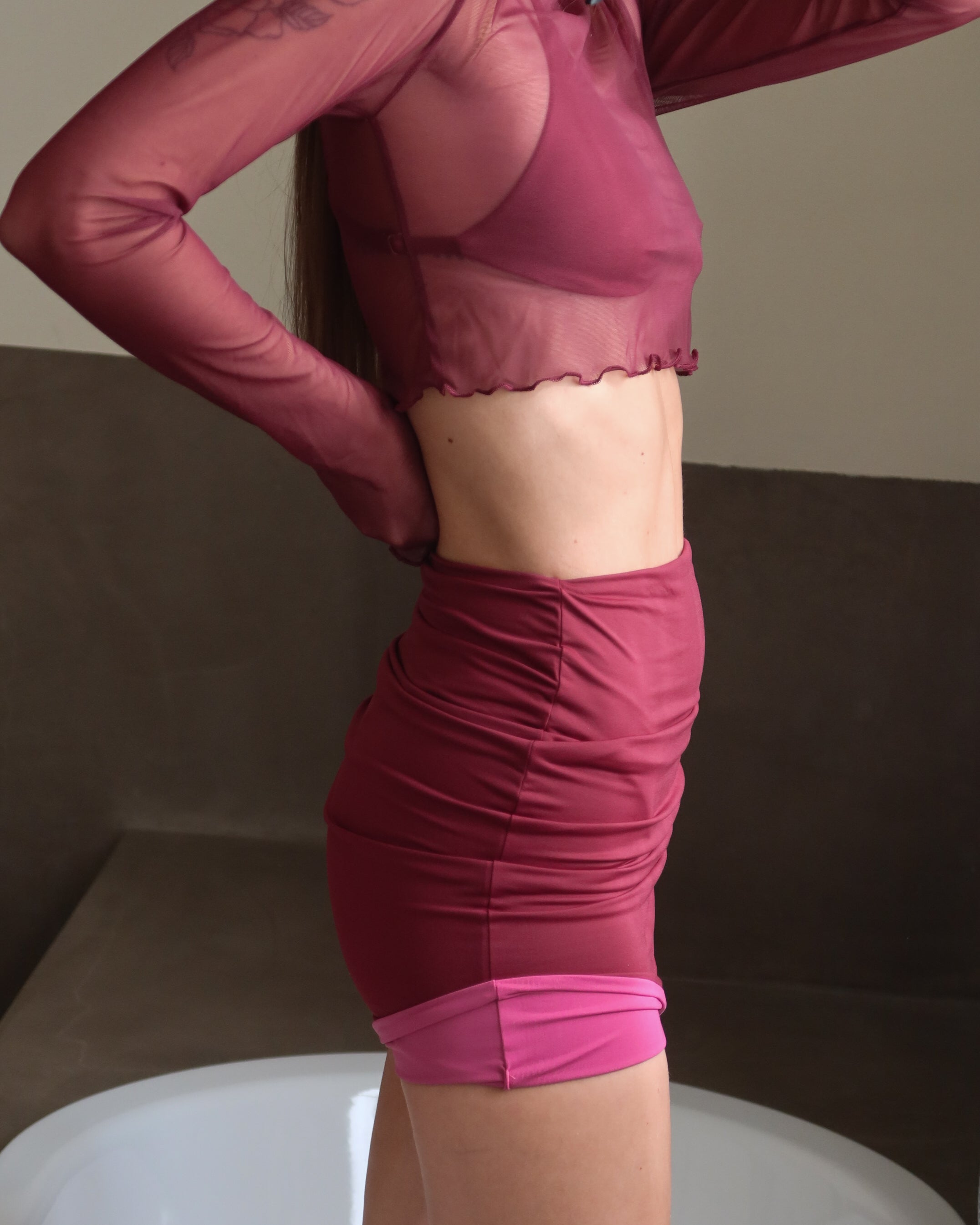 DEVA SKIRT - Burgundy & Lipstick