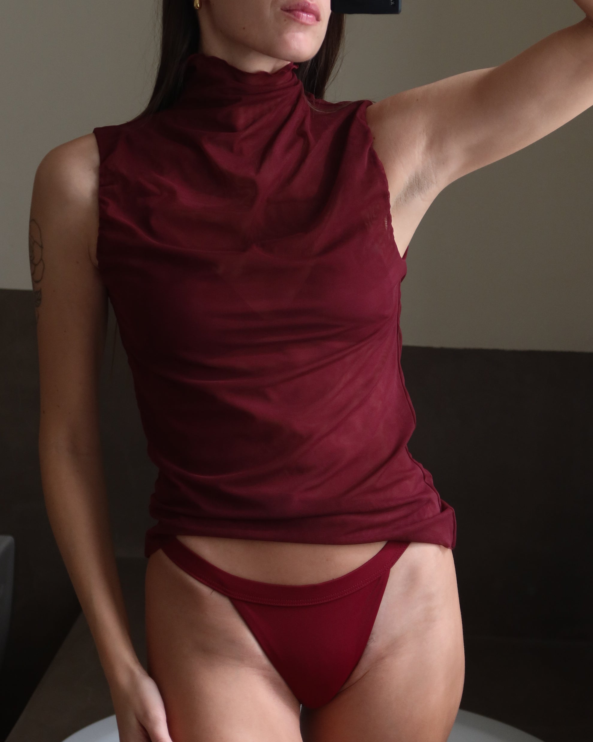 EBE MESH TOP - Burgundy
