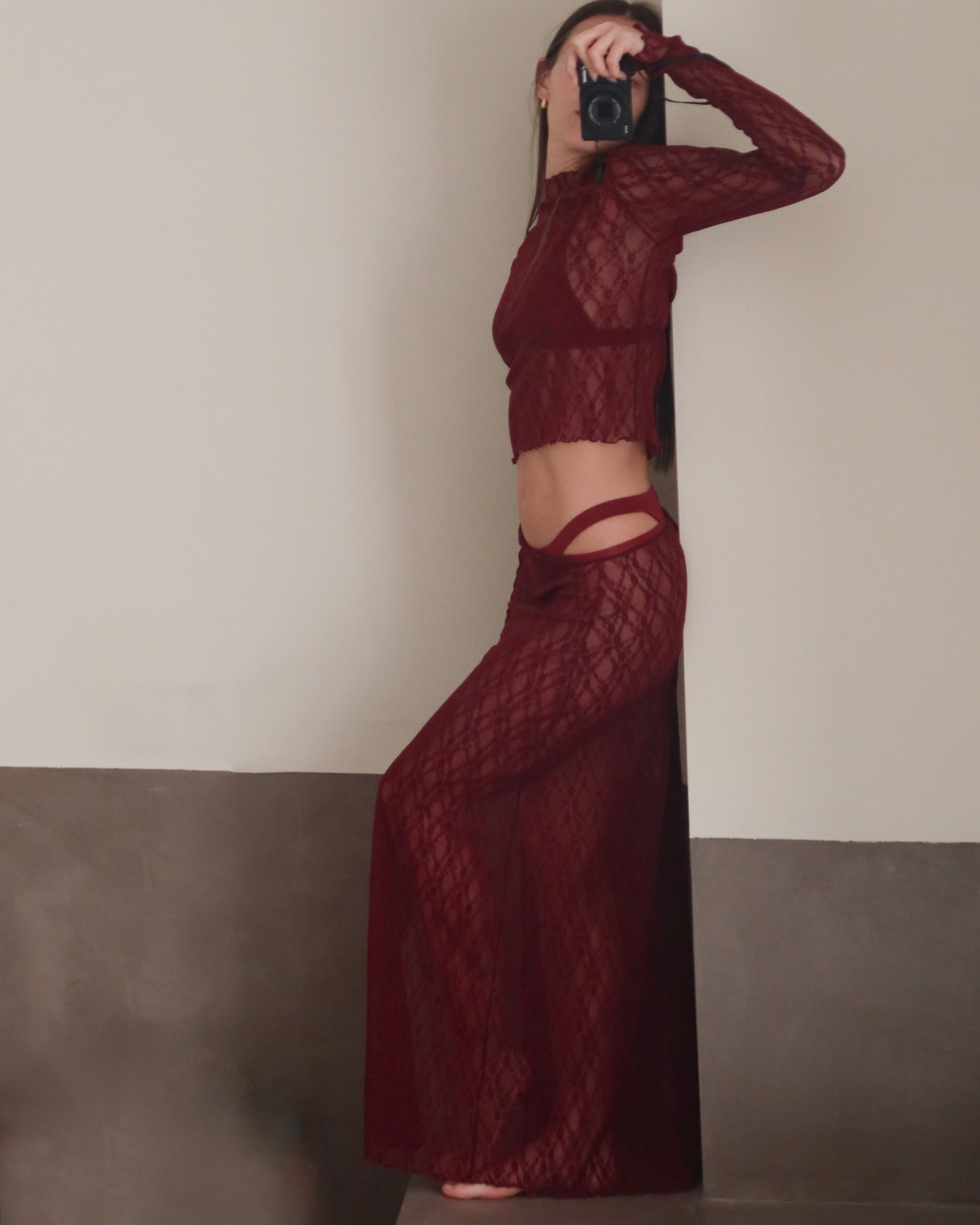 AURA LACE SKIRT - Modica/Bordeaux