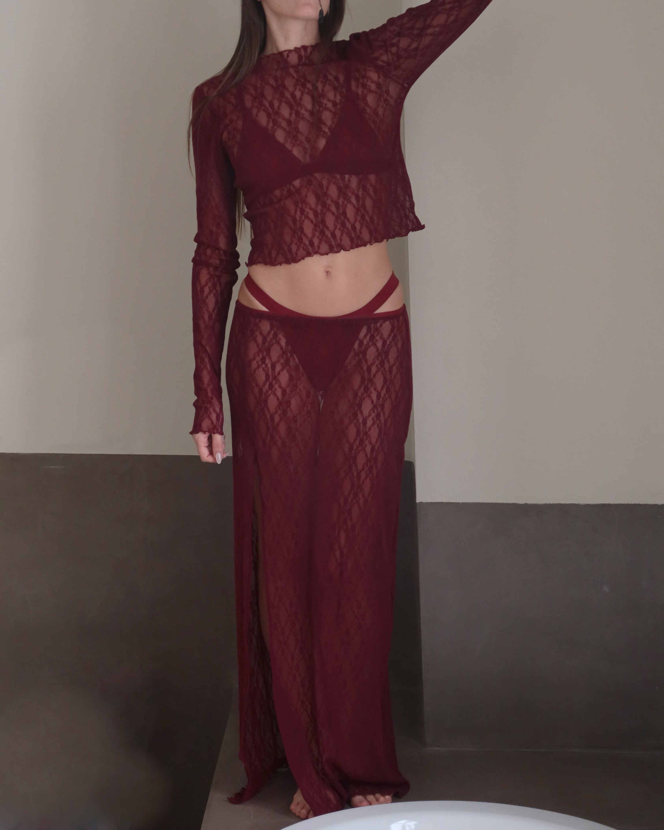 AURA LACE TOP - Modica/Bordeaux