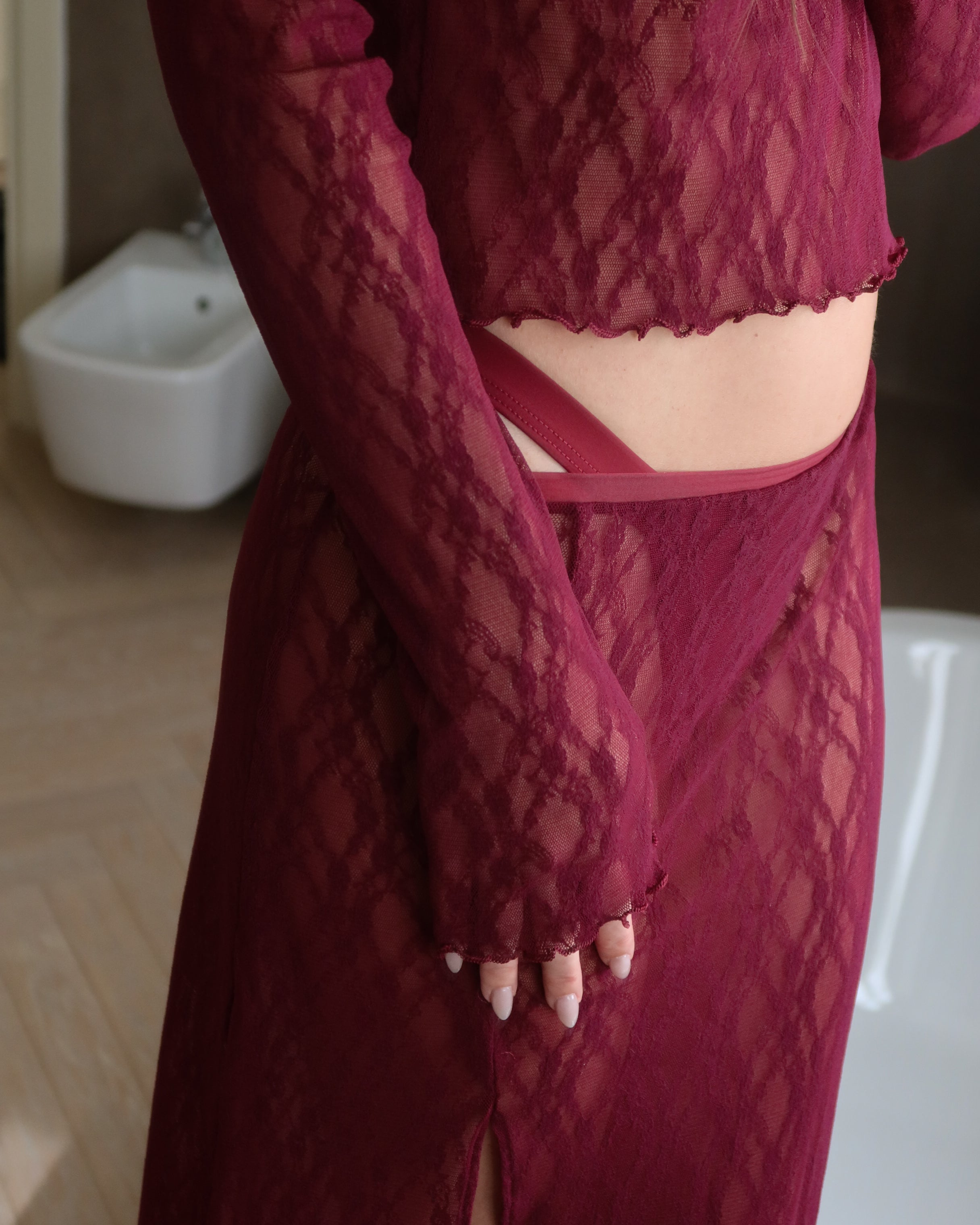 AURA LACE SKIRT - Modica/Bordeaux