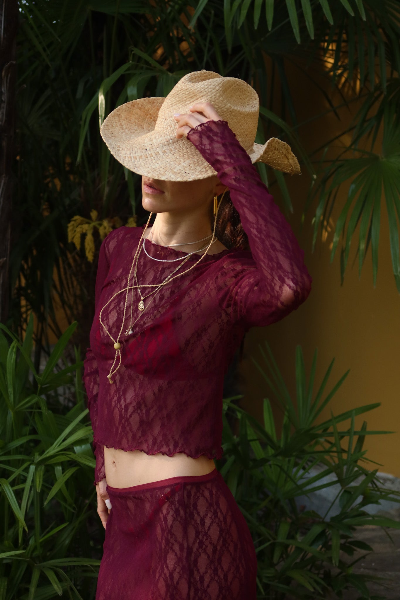AURA LACE TOP - Modica/Bordeaux