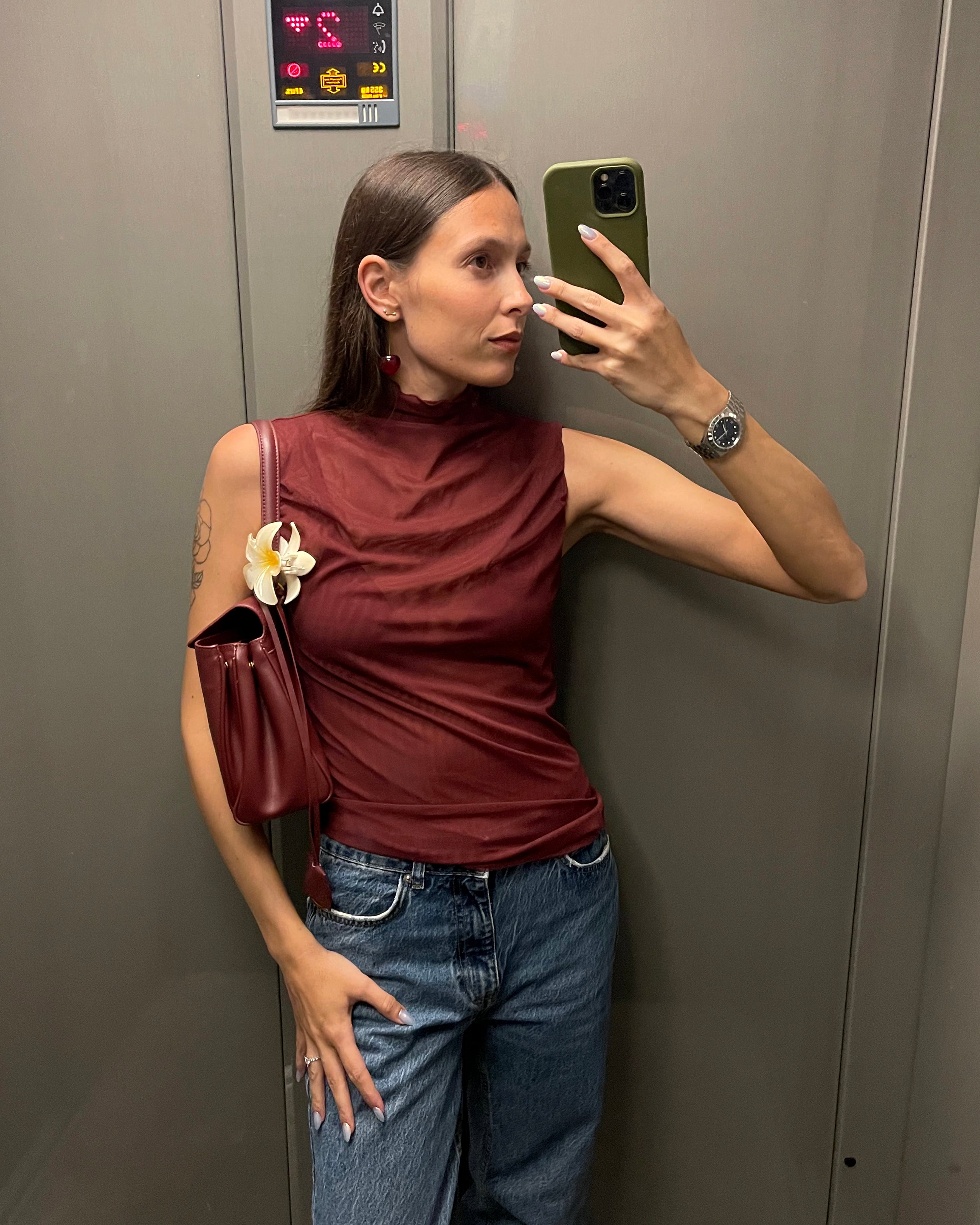 EBE MESH TOP - Burgundy