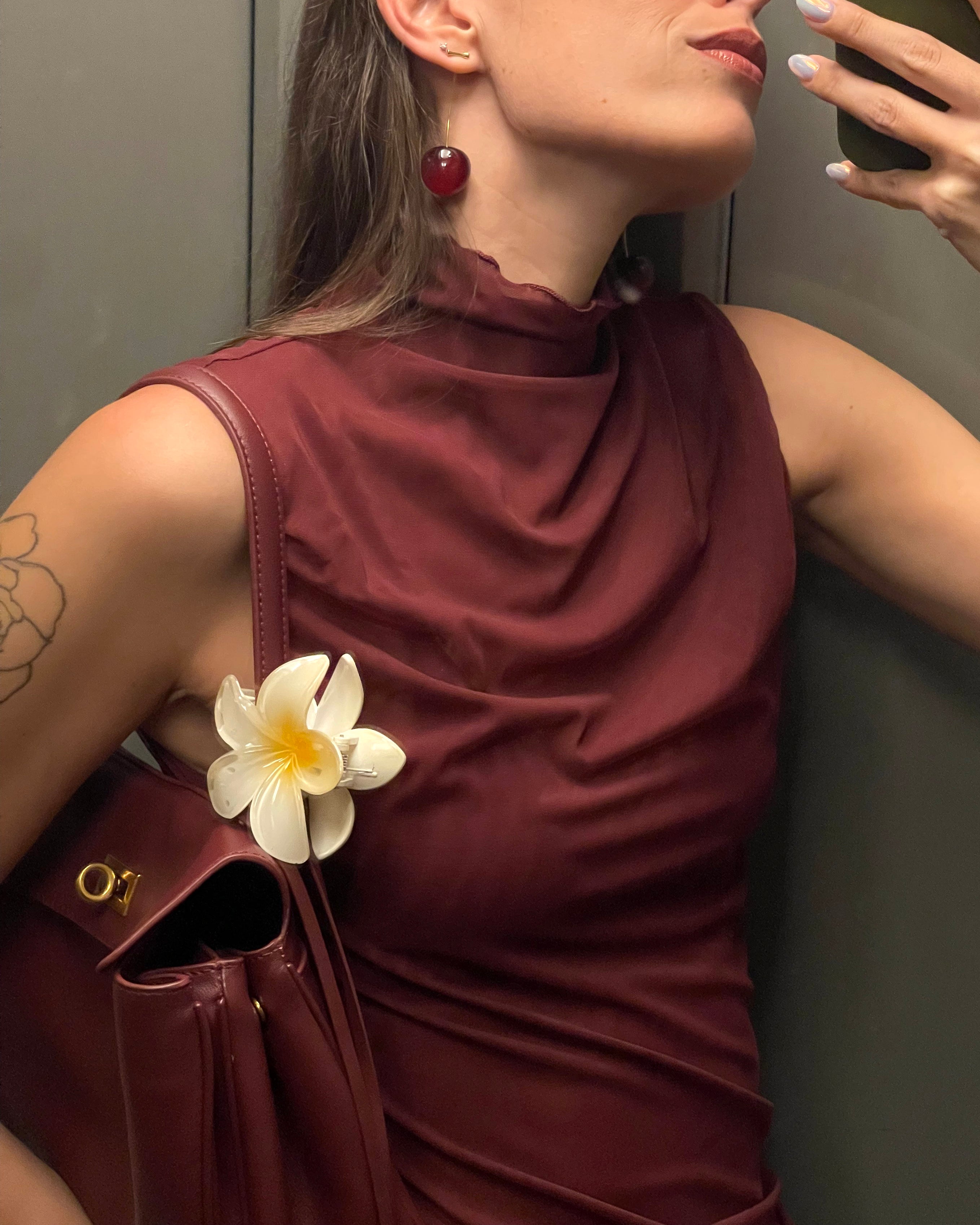 EBE MESH TOP - Burgundy