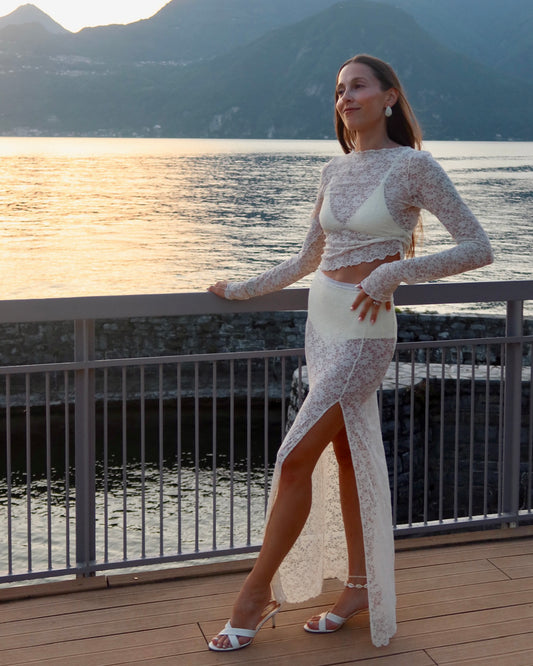 AURA LACE SKIRT - Ivory