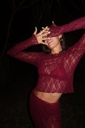 AURA LACE TOP - Modica/Bordeaux