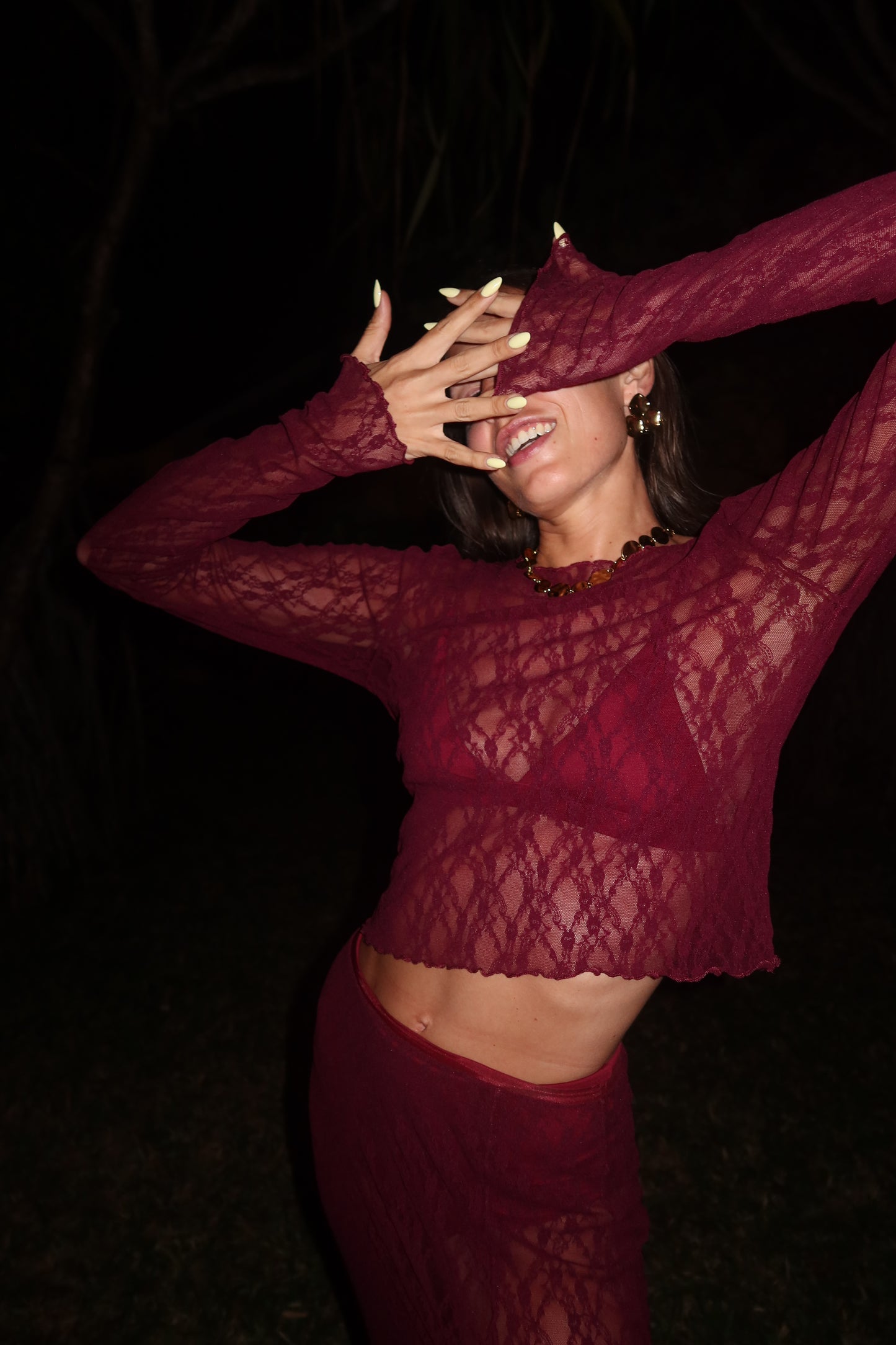 AURA LACE TOP - Modica/Bordeaux