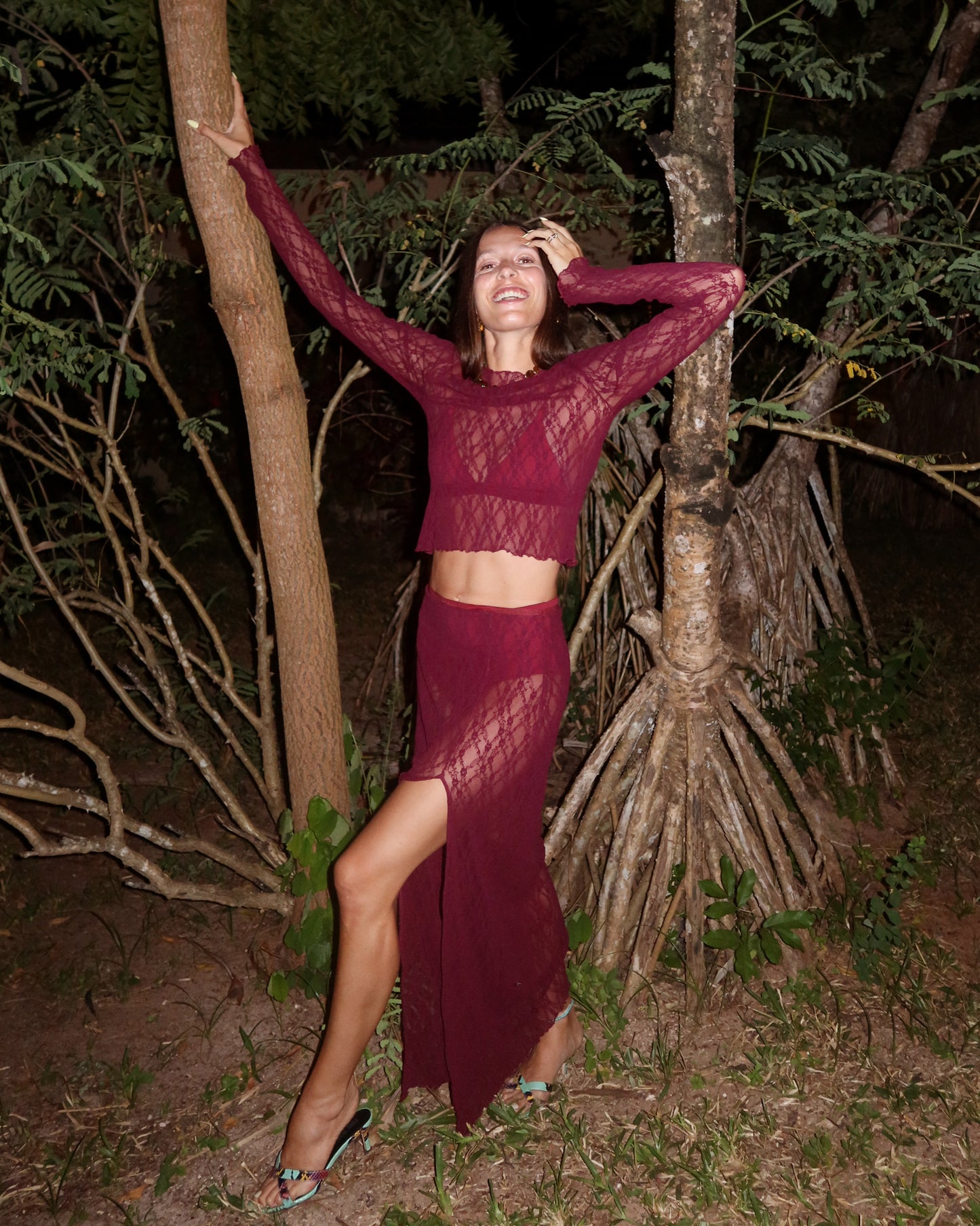 AURA LACE TOP - Modica/Bordeaux