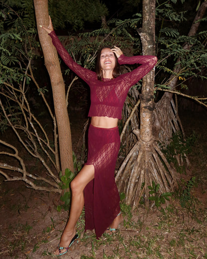 AURA LACE TOP - Modica/Bordeaux