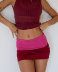 DEVA SKIRT - Burgundy & Lipstick