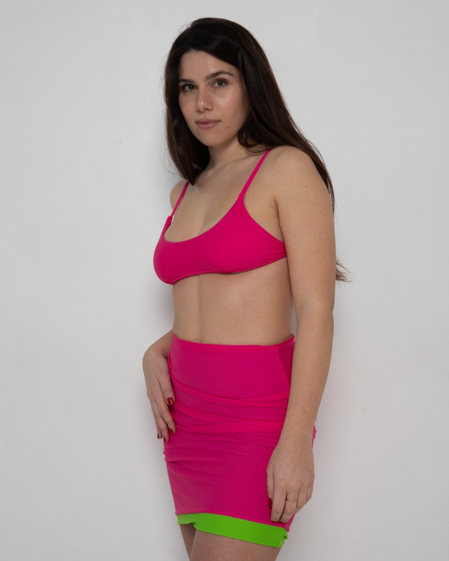 DEVA SKIRT - FUCHSIA & ACID GREEN