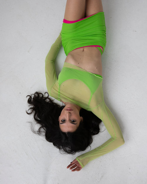 DEVA SKIRT - FUCHSIA & ACID GREEN