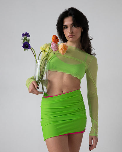 DEVA SKIRT - FUCHSIA & ACID GREEN